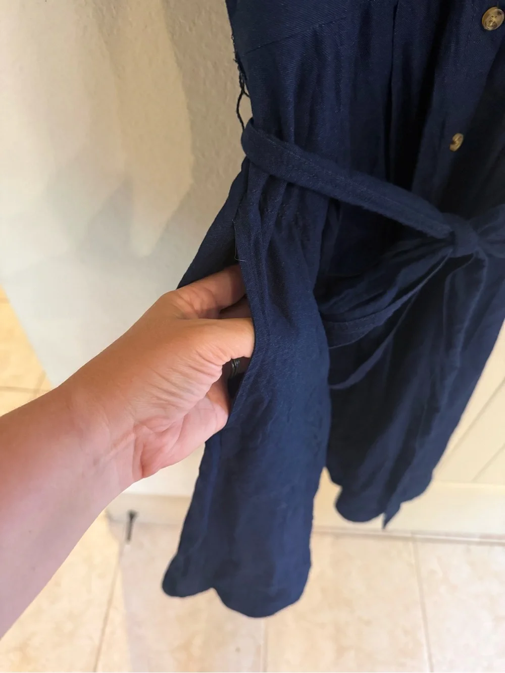 Brooks Brothers Navy Button-Front Midi Shirt Dress with Waist Tie size 8 - Picture 6 of 8